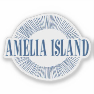 Amelia Island in blau mit Sonnendesign Aufkleber