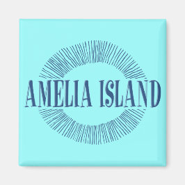 Amelia Island in blau mit Sonnendesign Magnet