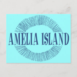 Amelia Island in blau mit Sonnendesign Postkarte