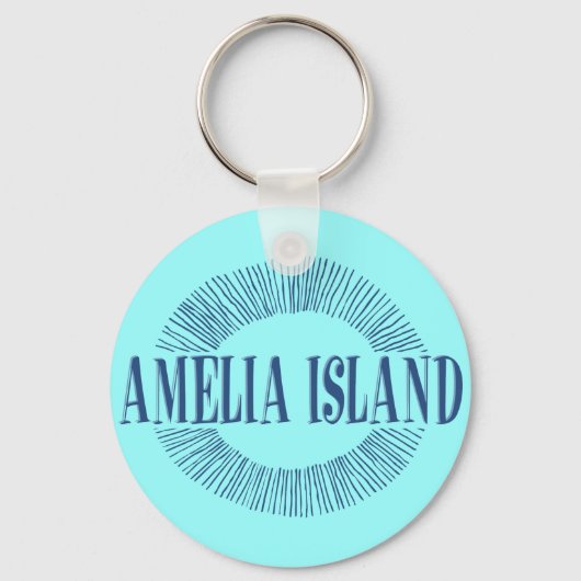 Amelia Island in blau mit Sonnendesign Schlüsselanhänger (Vorderseite)