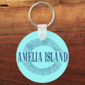 Amelia Island in blau mit Sonnendesign Schlüsselanhänger (Vorderseite)