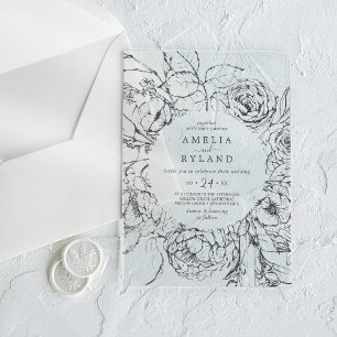 AMELIA Moderne Botanische Hochzeit der Blumen Acryleinladungen