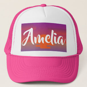 Amelia Name Hat Sunset Ombre Summer Custom Cap Truckerkappe
