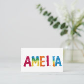 Amelia Name in lebendigem Häkelmuster Visitenkarte (Stehend Vorderseite)