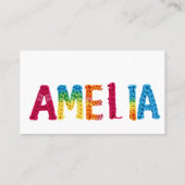 Amelia Name in lebendigem Häkelmuster Visitenkarte (Rückseite)