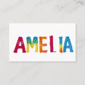 Amelia Name in lebendigem Häkelmuster Visitenkarte (Vorderseite)