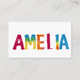 Amelia Name in lebendigem Häkelmuster Visitenkarte