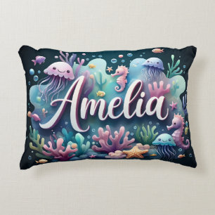 Amelia Name Ocean Thema Dekorative Meeresleben Dekokissen