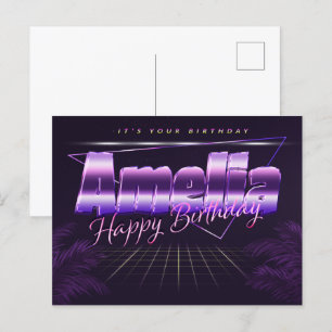 Amelia Name Vorname lila Postkarte Geburtstag