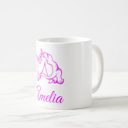 Amelia oder Ihr Name Rosa Einhorn Niedlich Magisch Kaffeetasse (VorderseiteRechts)