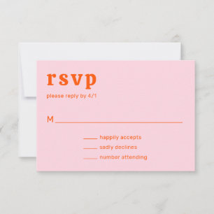 Amelia Orange Pink Moderne Hochzeit RSVP Karte