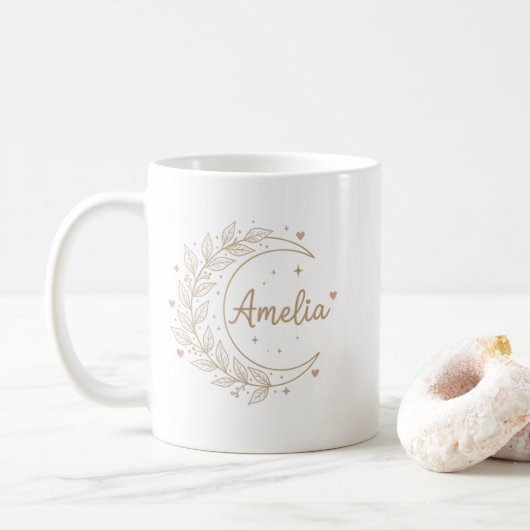 Amelia Personalised Name Mug - Elegant Celestial  Kaffeetasse (Mit Donut)