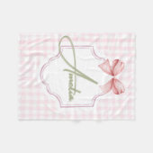 Amelia Personalisiert Pink Bow & Gingham Print Fleecedecke (Vorderseite (Horizontal))