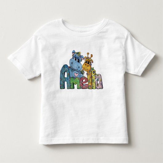 Amelia Shirt mit Hippo und Giraffe Art (Vorderseite)