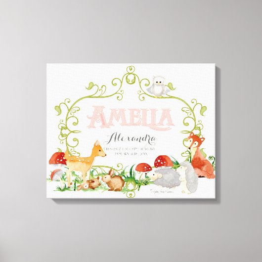 Amelia Top 100 Baby Names Girls Neugeborenes Kinde Leinwanddruck (Vorderseite)