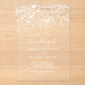 AMELIA White Bohemisch Floral Botanical Wedding Acryleinladungen (Vorderseite)