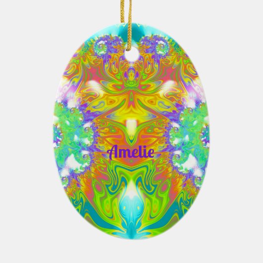 AMELIE~ EASTER EGG ~ FRAKTAL mehrfarbig Hübsch Keramik Ornament (Hinten)