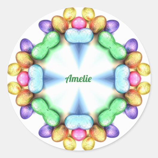 AMELIE ~ EASTER WOW! Hübsche Eier Ostergeburt ~ Runder Aufkleber (Vorderseite)