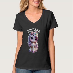 Amelie Niedlich Unicorn Design for Girls Name Amel T-Shirt