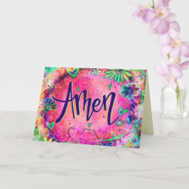 Amen Hübsch Pink Whimsical Floral Trendy Karte