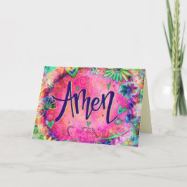 Amen Hübsch Pink Whimsical Floral Trendy Karte
