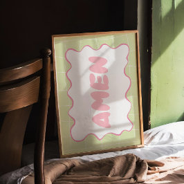 Amen Pastel Pink Green Coquette Christlich Poster