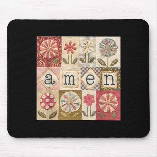 Amen Patchwork-Blume Frohe Ostern Jesus Christlich Mousepad (Vorne)