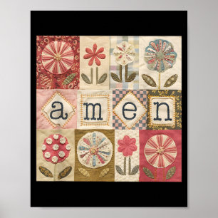 Amen Patchwork-Blume Frohe Ostern Jesus Christlich Poster
