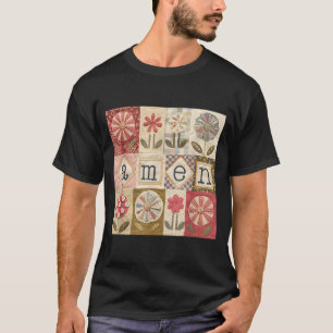 Amen Patchwork-Blume Frohe Ostern Jesus Christlich T-Shirt