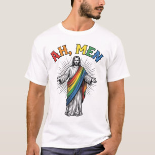 Amen Regenbogen Religiös Vintage Gravur T-Shirt