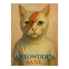 Ameowddin Sane - David Bowie Aladdin Sane Cat Poster