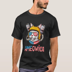 Ameowica Bier trinkende Katze - Patriotisch 4. Jul T-Shirt