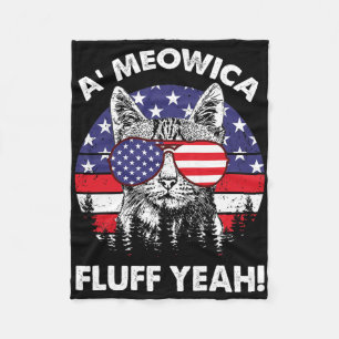 A'meowica Fluff Yeah Patriotic American 4th Jul Fleecedecke