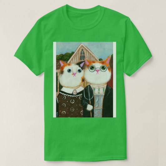 Ameowican Gothic T-Shirt (Design vorne)