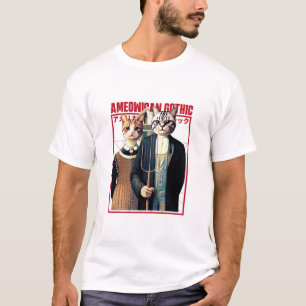 Ameowican Gothic - Zeitloser Bauer Feline Elegante T-Shirt