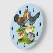 Ameraucana Huhn-Familie Große Wanduhr (Winkel)