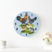 Ameraucana Huhn-Familie Große Wanduhr (Zuhause)