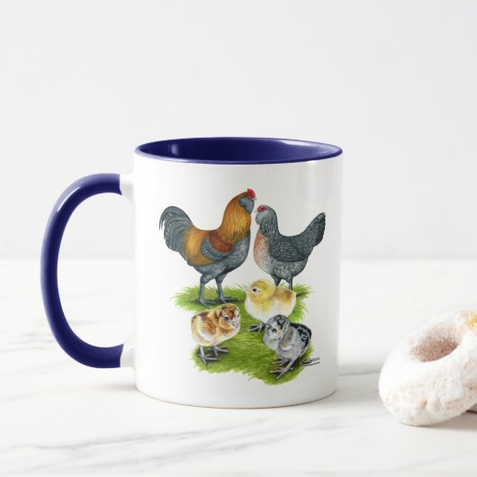 Ameraucana Huhn-Familie Tasse (Mit Donut)