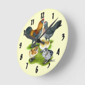 Ameraucana-Hühnerfamilie Runde Wanduhr (Winkel)