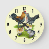 Ameraucana-Hühnerfamilie Runde Wanduhr (Vorderseite)