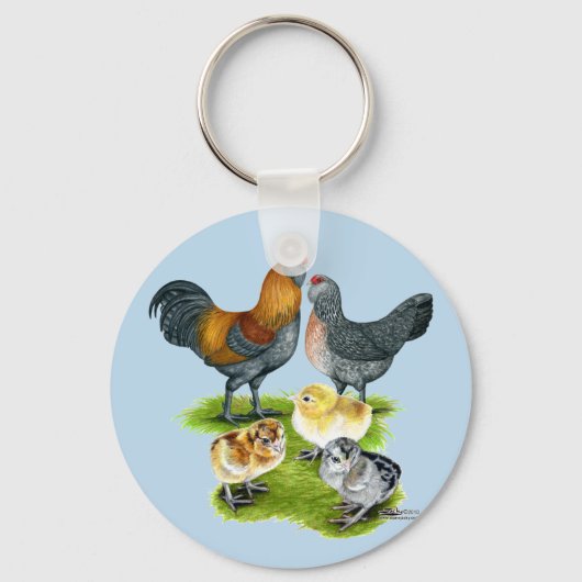 Ameraucana-Hühnerfamilie Schlüsselanhänger (Vorderseite)