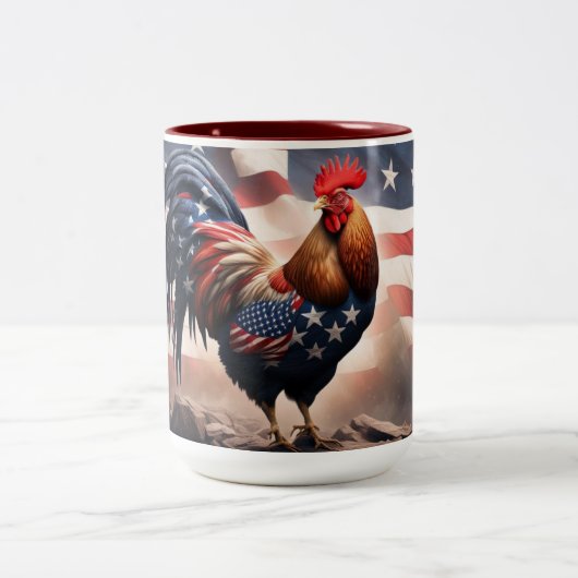 Amercian Rooster Zweifarbige Tasse (Mittel)