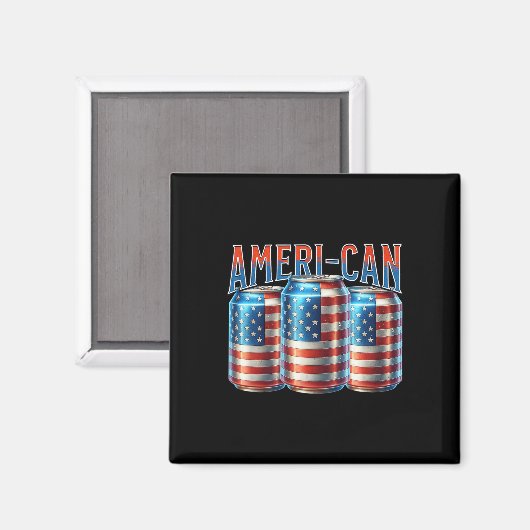 Ameri-can Funny Beer Can Flag Patriotic 4th Of Jul Magnet (Vorderseite/Rückseite)