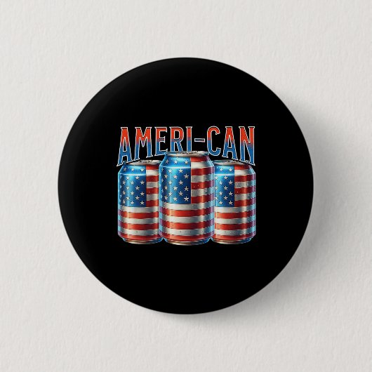 Ameri-can Lustige Bierdose Flagge Patriotisch 4. J Button (Vorderseite)