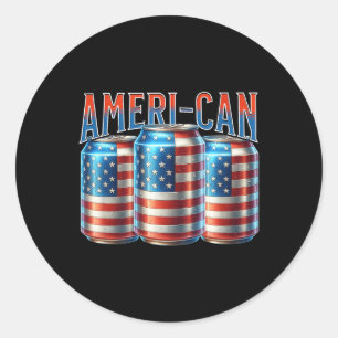 Ameri-can Lustige Bierdose Flagge Patriotisch 4. J Runder Aufkleber