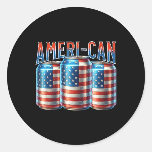 Ameri-can Lustige Bierdose Flagge Patriotisch 4. J Runder Aufkleber (Vorderseite)