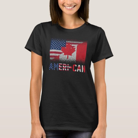 Ameri Can uns Eh America Canada Flag American Cana T-Shirt (Vorderseite)