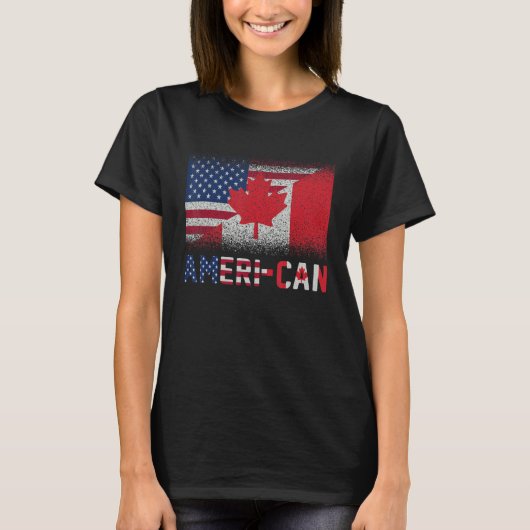 Ameri Can uns Eh America Canada Flag American Cana T-Shirt (Vorderseite)