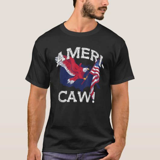 AMERI CAW Eagle America Meme USA 4. Juli T-Shirt (Vorderseite)