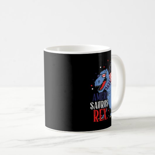 Ameri Saurus Rex 4. Juli Dinosaurier Unabhängigkei Kaffeetasse (VorderseiteRechts)